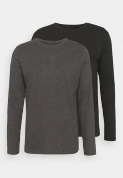 Pier One 2 PACK - Langarmshirt - Dark Grey/black -Pier One 007c88127656457c8f19869283e98031