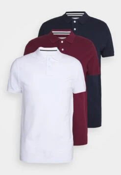 Pier One 3 PACK - Poloshirt - Bordeaux/white/dark Blue -Pier One 919efcdef1fb44a8aad58897d4dff9e4